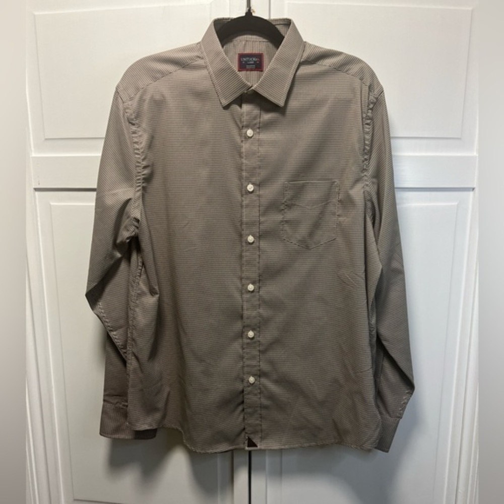UNTUCKit Ripssso Long Sleeve Button Up Plaid Gingham Shirt Size Men’s Large